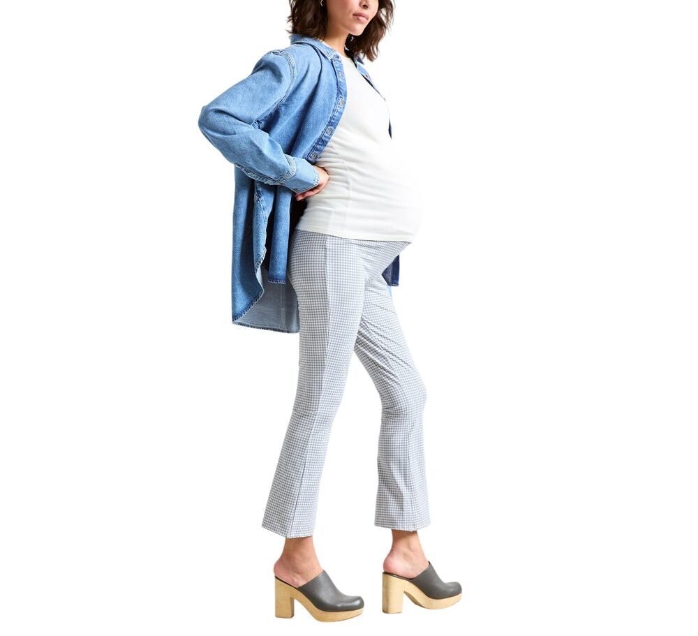 Hatch Houndstooth Multicolor Ultimate Before During And After Crop Flare Pants
